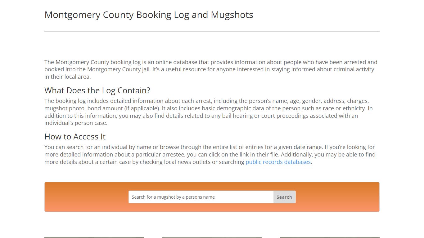 Montgomery County Booking Log and Mugshots